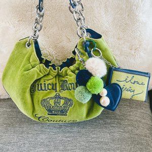 Vintage Juicy Couture Green Velour & Blue Hobo w/ Coin Purse & Charm